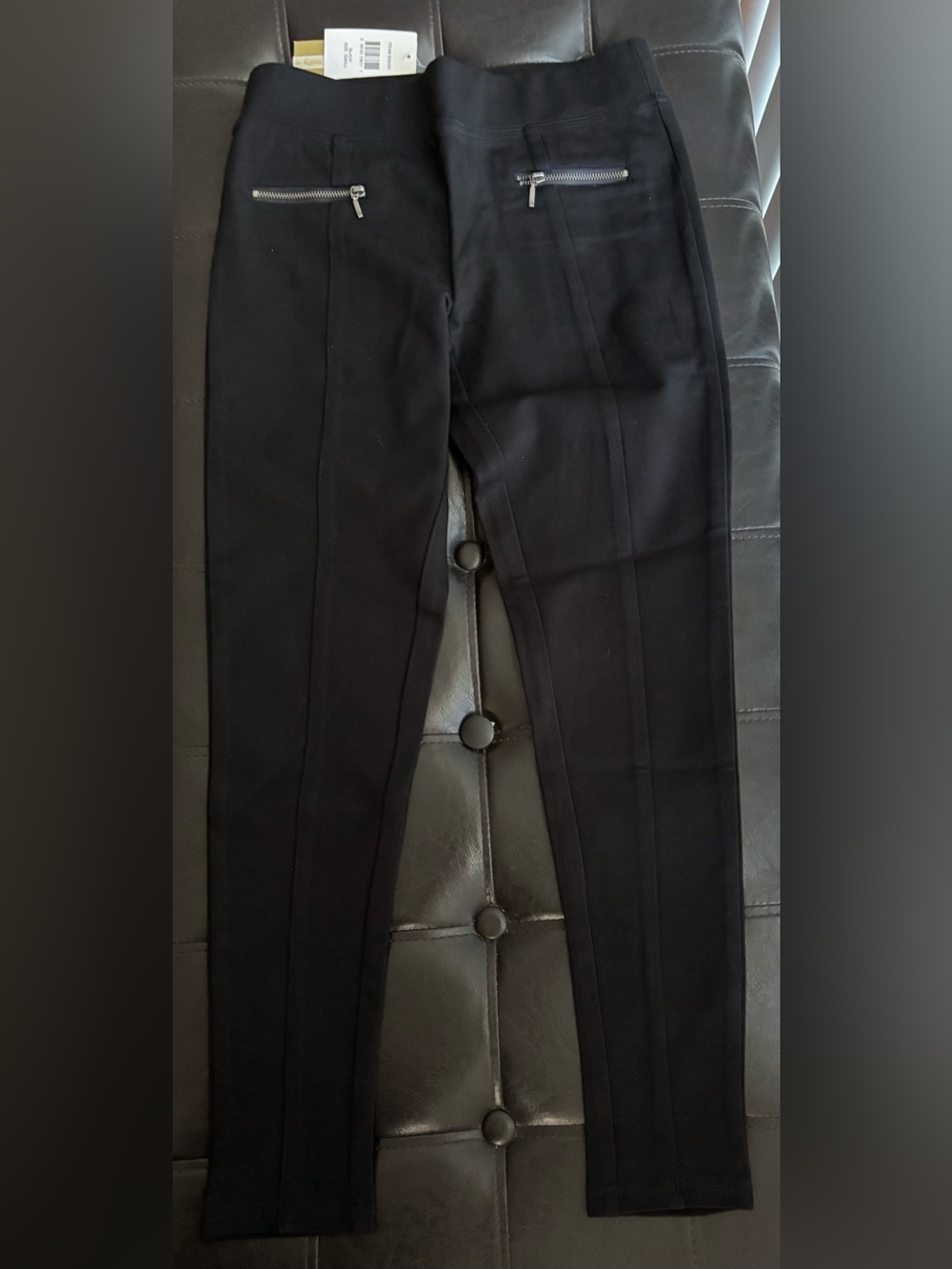 Matty M Black Ankle Slim Ponte Pants with Zip Pockets